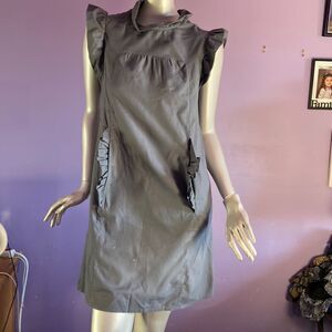 Emily Ryan Women’s Gray Casual Dress Size Large Ruffle Sleeve Knee Length